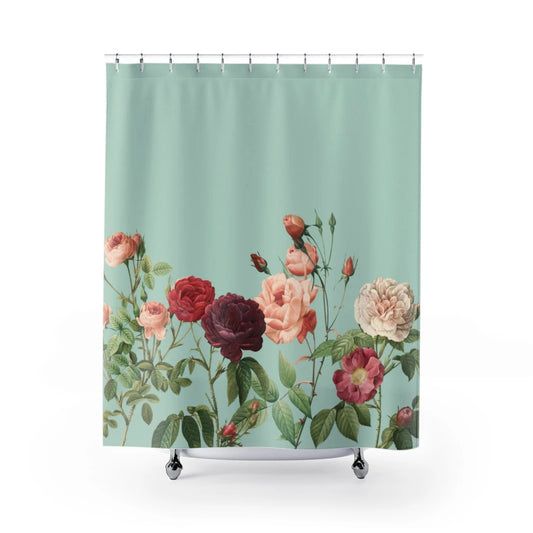 Rose Garden in Teal Shower Curtains Home Decor